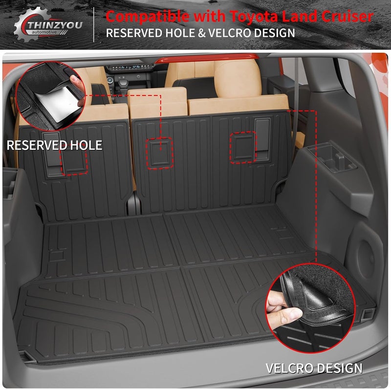 Thinzyou Trunk Mat Compatible with 2024 2025 2026 Toyota Land Cruiser/Lexus GX550 Overtrail 5 Seats Cargo Mat Cargo Liner Trunk Liner Back Seat Cover Land Cruiser Accessories (Trunk Mat+Backrest Mats) - Image 3